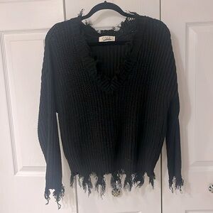 Cage oversized v-neck distressed knit sweater